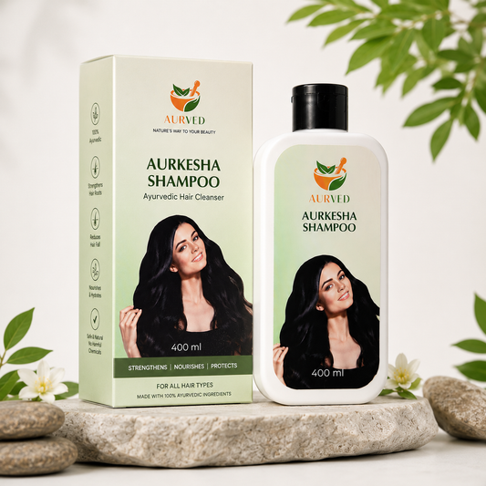 Aurkesha Ayurvedic Shampoo – Herbal Hair Cleanser for Strong, Nourished & Healthy Hair | Reduces Hair Fall | 400ml