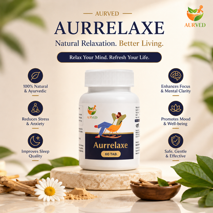 Aurrelaxe Ayurvedic Stress Relief Supplement | Natural Relaxation & Calm
