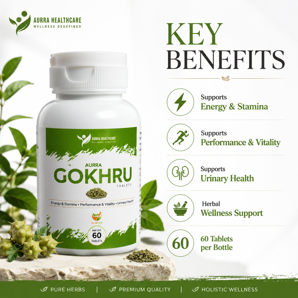 Ayurvedic Gokhru (Gokshura) Capsules – Natural Kidney, Vitality & Hormone Support
