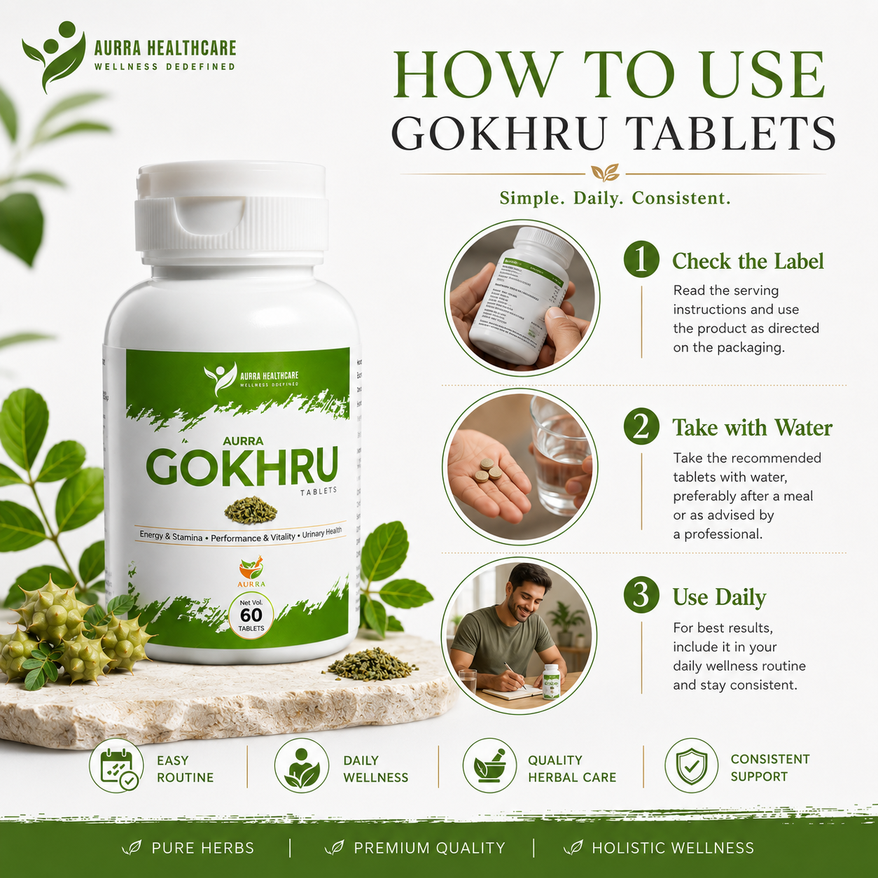 Ayurvedic Gokhru (Gokshura) Capsules – Natural Kidney, Vitality & Hormone Support