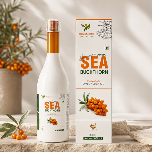 Sea Buckthorn Juice – Omega 3, 6, 7 & 9 Rich | Boosts Immunity, Glowing Skin & Heart Health | Cold Pressed, 100% Natural Ayurvedic Wellness Juice (No Added Sugar)
