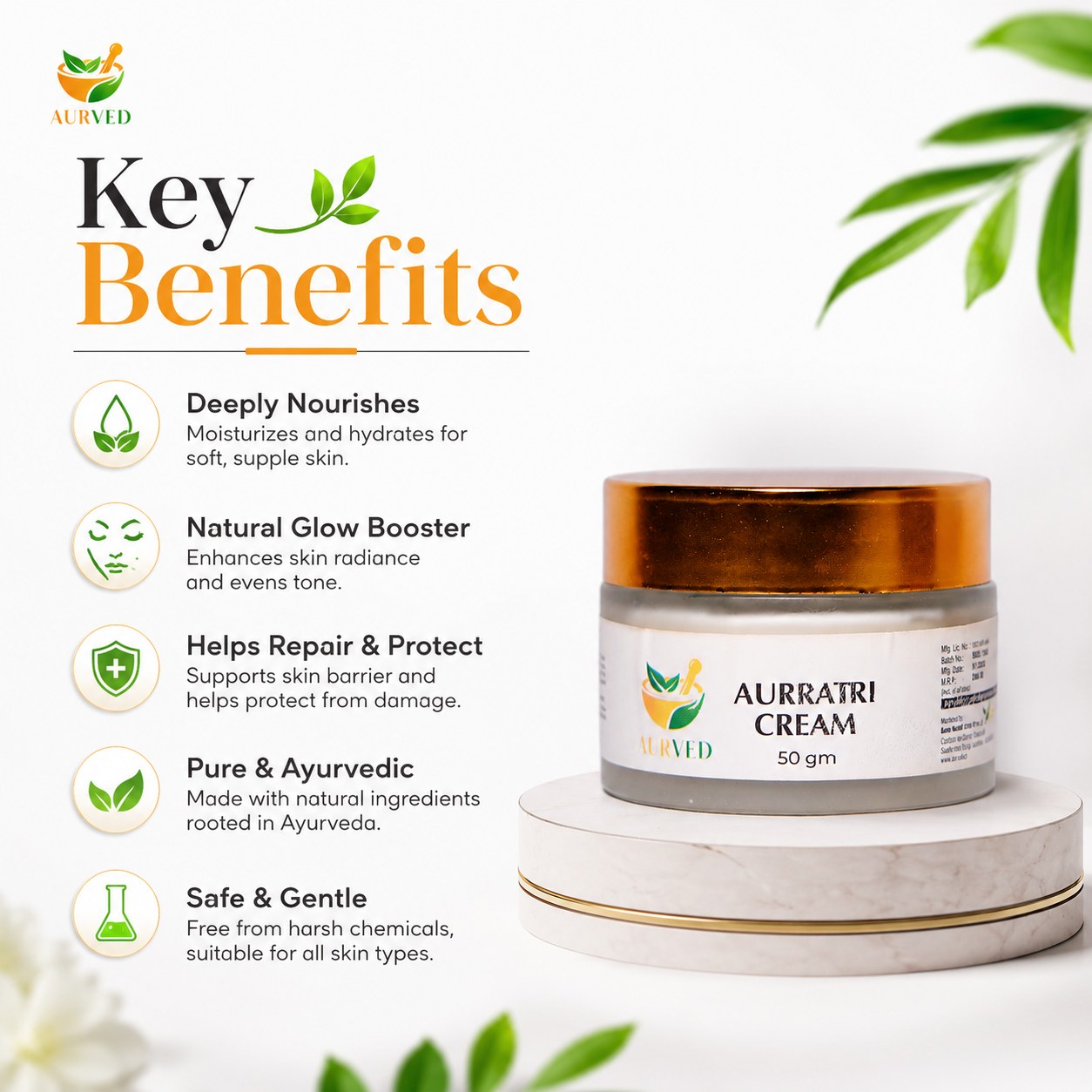 Aurratri Night Repair Cream | Ayurvedic Moisturizer for Glowing & Renewed Skin