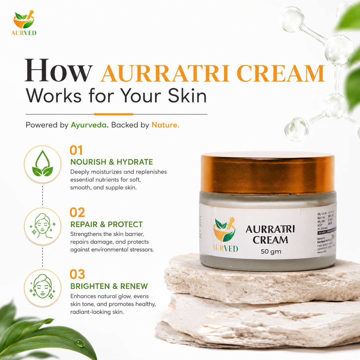 Aurratri Night Repair Cream | Ayurvedic Moisturizer for Glowing & Renewed Skin