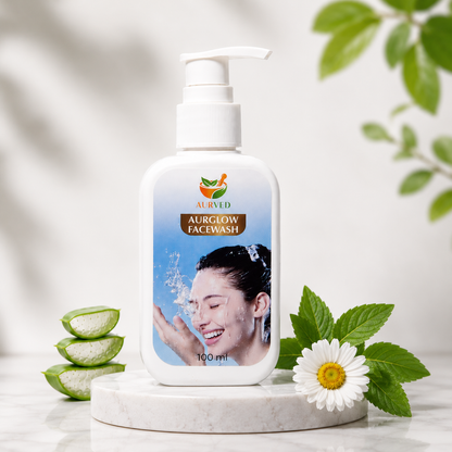 AURVED AurGlow Ayurvedic Face Wash | Deep Cleansing, Brightening & Oil Control | Natural Herbal Formula for Clear & Glowing Skin