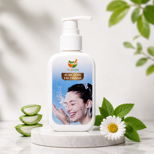 AURVED AurGlow Ayurvedic Face Wash | Deep Cleansing, Brightening & Oil Control | Natural Herbal Formula for Clear & Glowing Skin