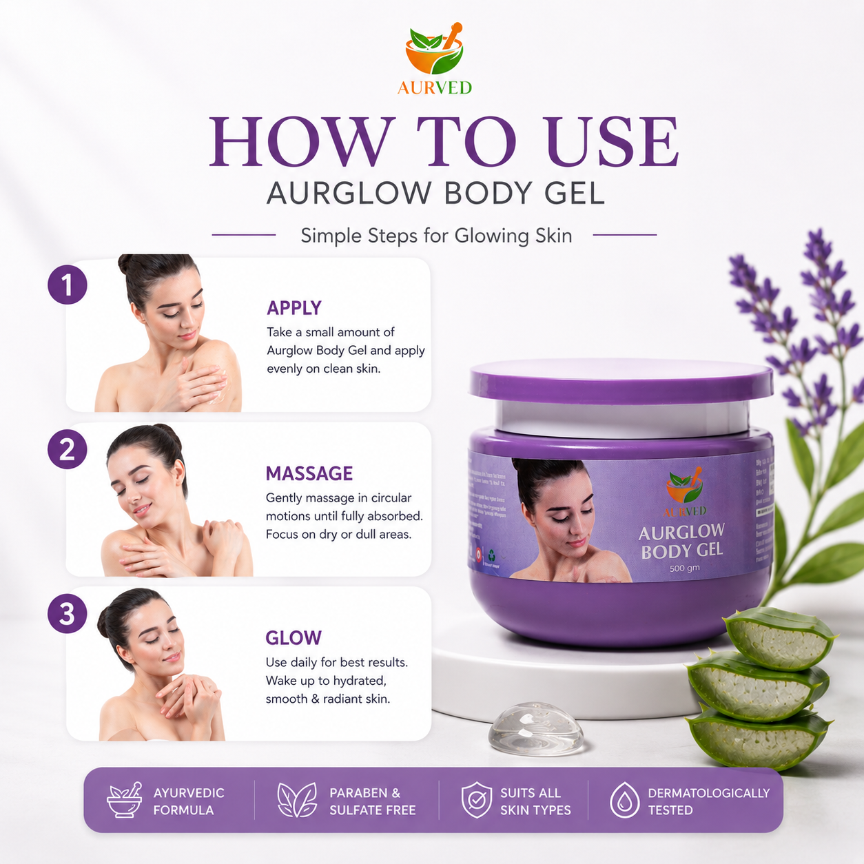 AurGlow Ayurvedic Body Gel | Natural Hydration & Glowing Skin