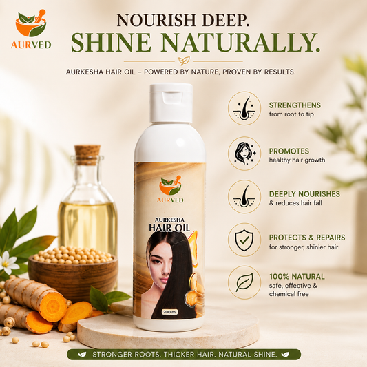 Aurved AurKesha Ayurvedic Hair Oil | Promotes Hair Growth, Reduces Hair Fall & Nourishes Scalp | 100% Natural Herbal Formula