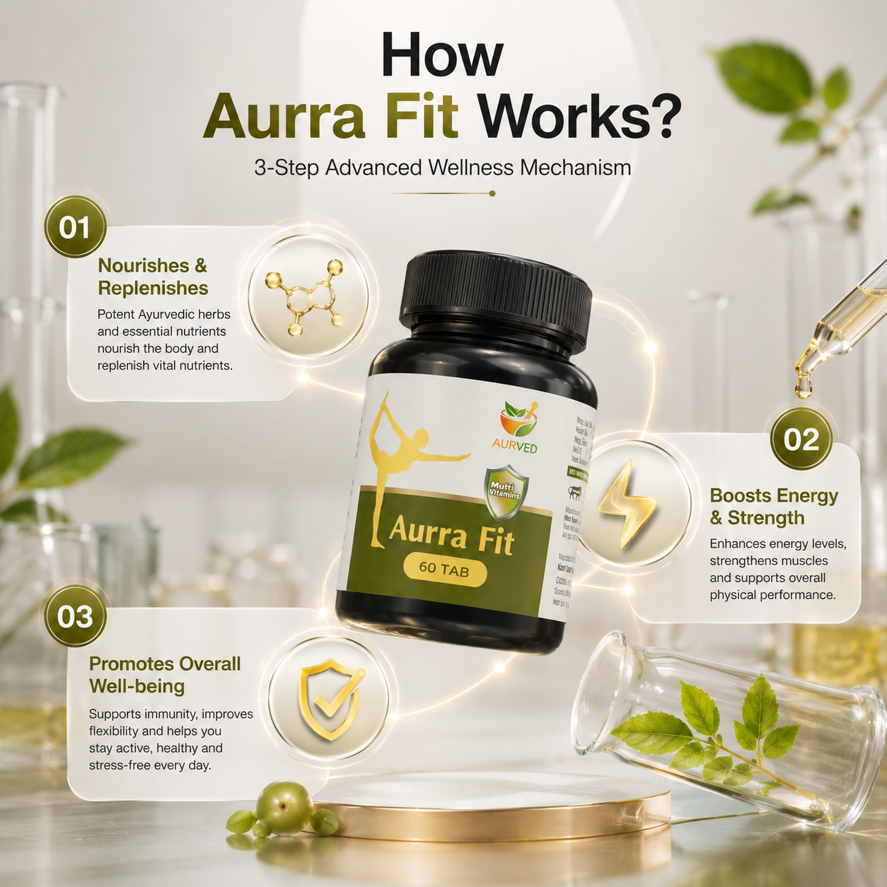 AURVED AurShield Ayurvedic Immunity Booster | Strengthens Natural Defence | Rich in Antioxidants & Adaptogens | 100% Natural Herbal Formula